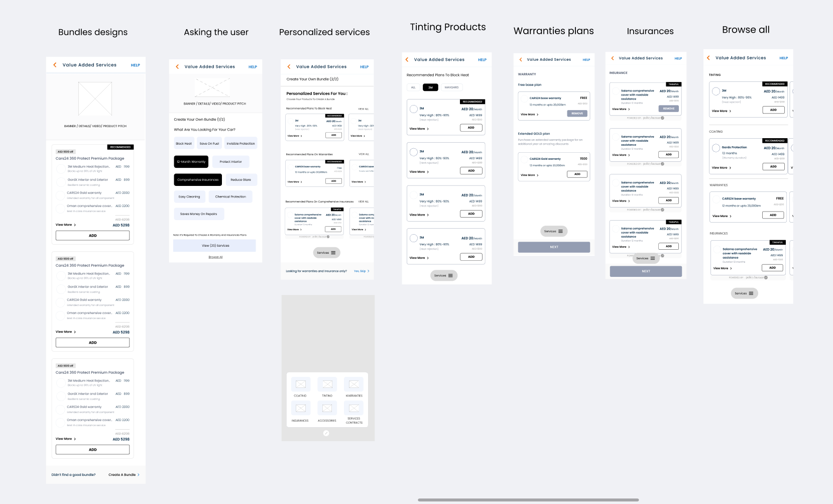 Wireframe direction option 1 in detail