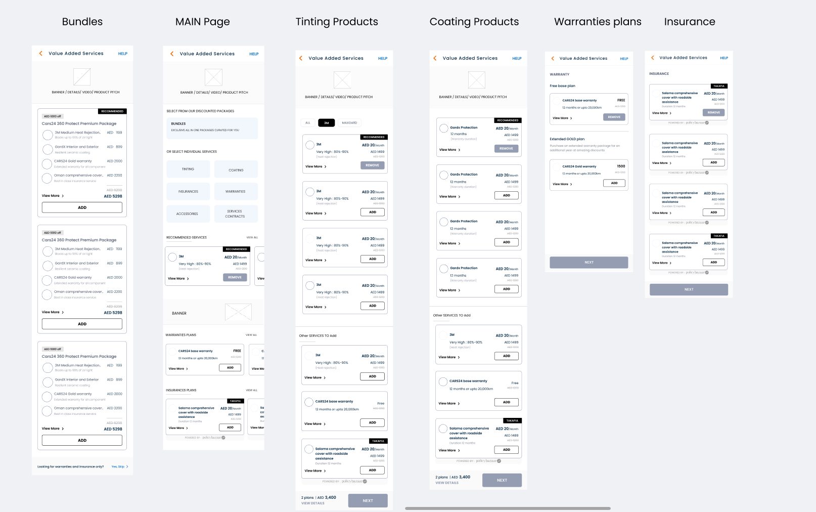 Wireframe direction option 2 in detail